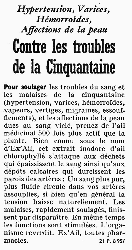 Publicit� Ex'Ail 1960