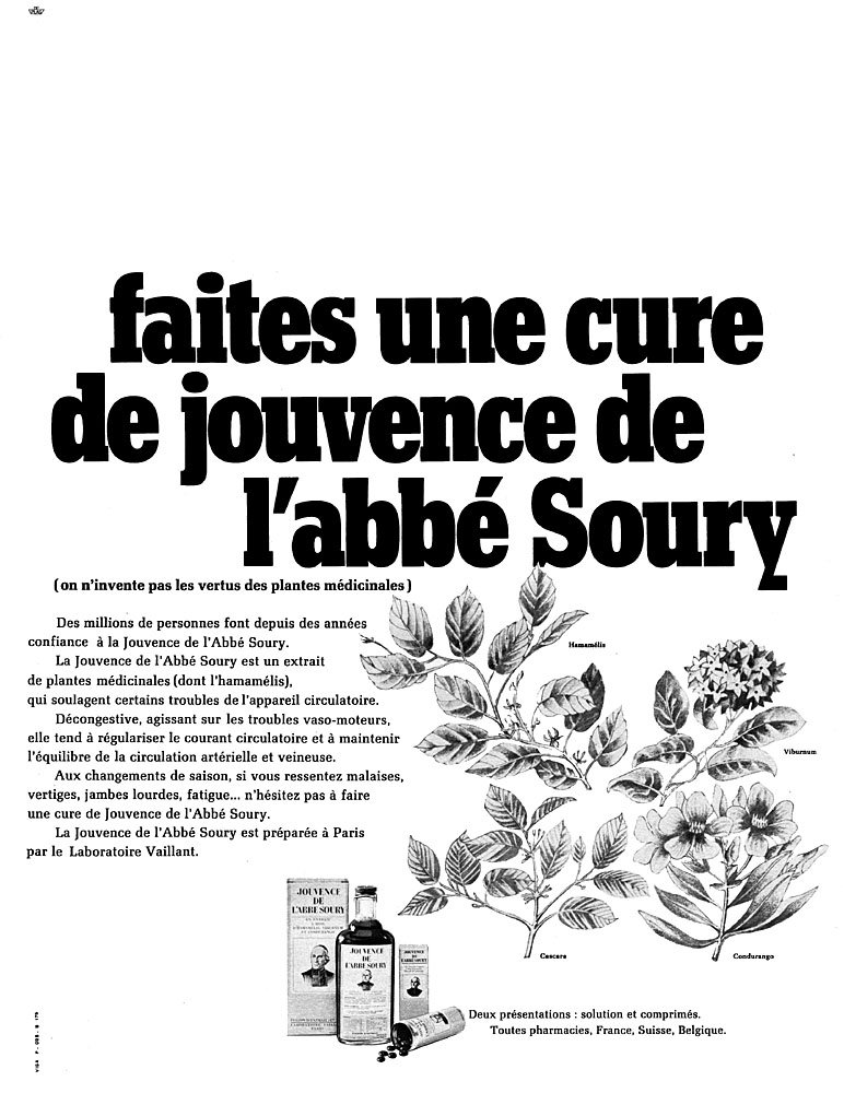 Publicit� Jouvence Abb� Soury 1970