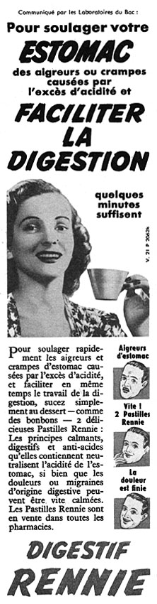Publicit� Rennie 1957