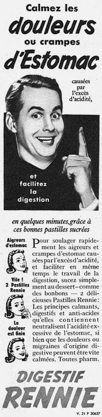 Publicit� Rennie 1955