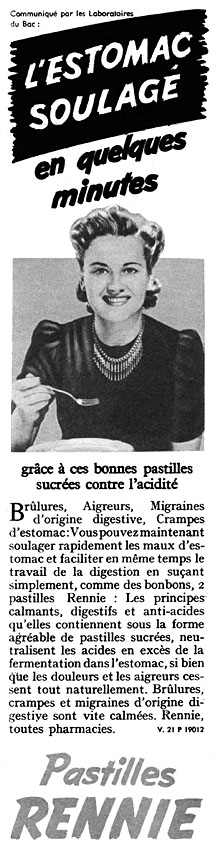 Publicit� Rennie 1957