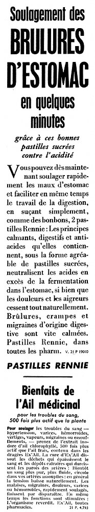Publicit� Rennie 1959