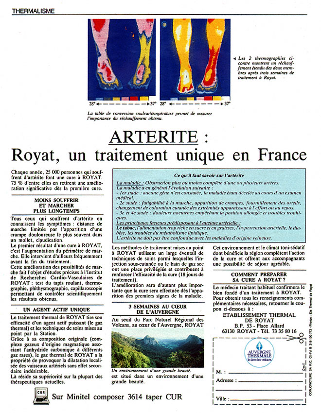 Publicit� ZxDiversCures 1987