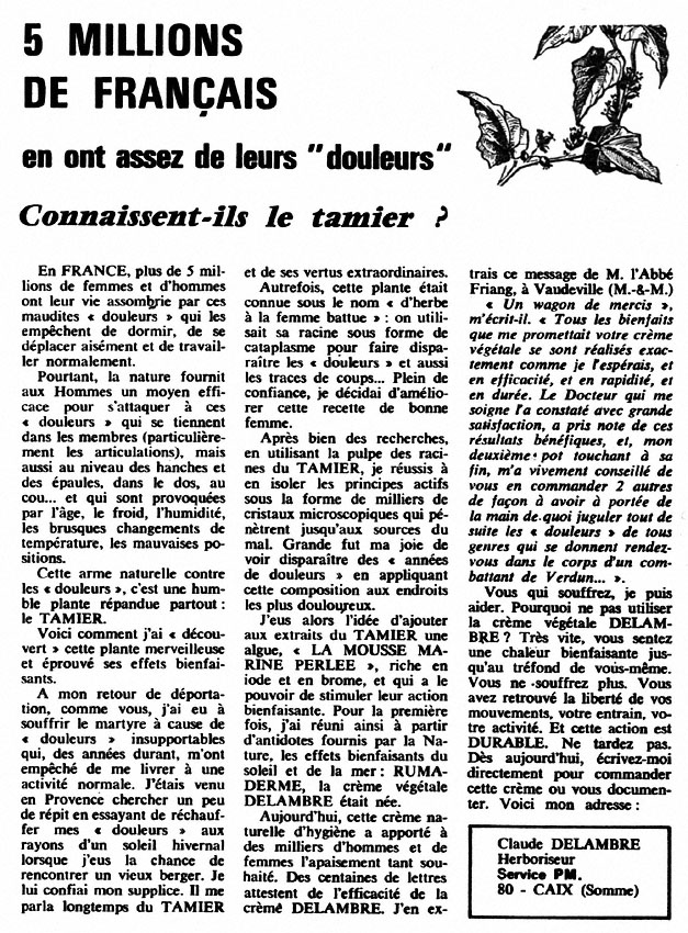 Publicit� Divers 1966