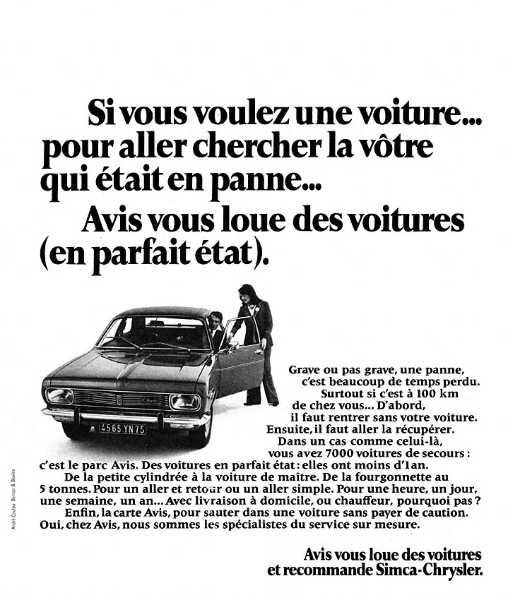 Publicit� Avis 1973