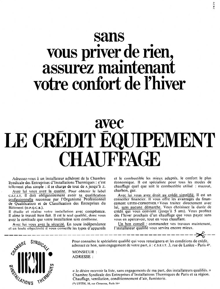 Publicit� Divers 1968