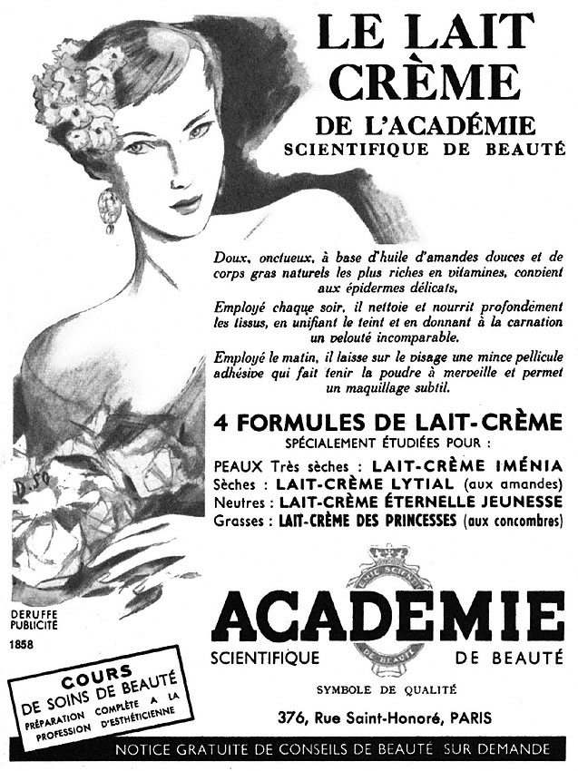 Publicit� Acad�mie de Beaut� 1952