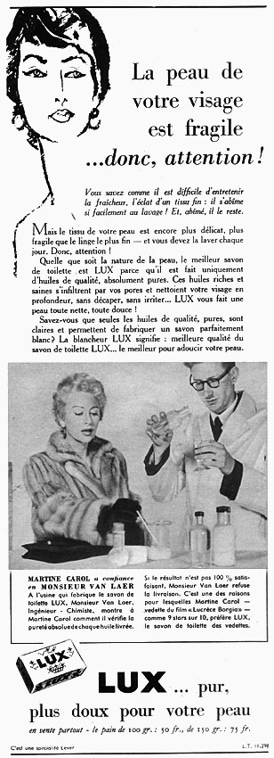 Publicit� Lux 1954
