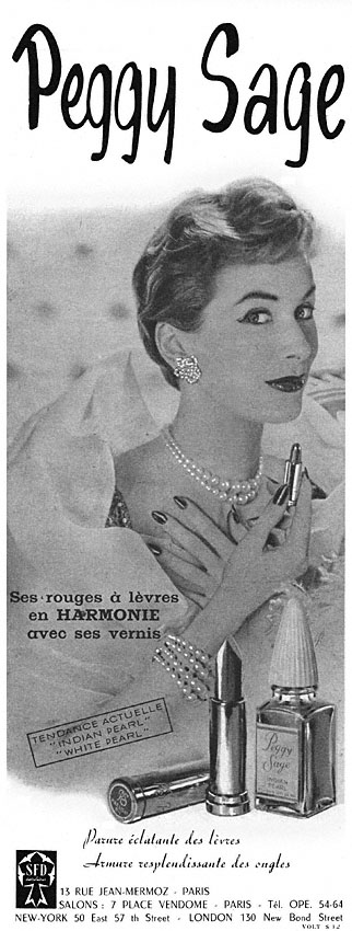 Publicit� Peggy Sage 1954