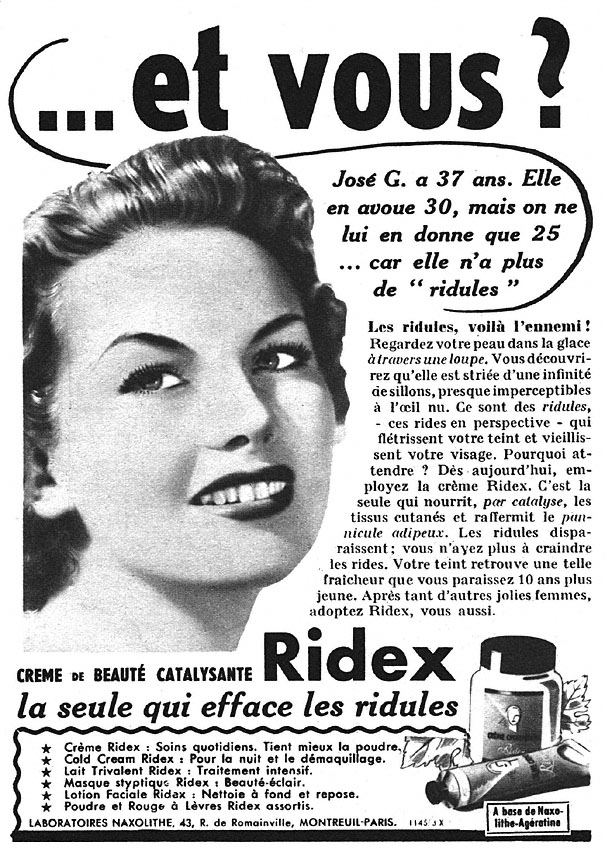 Publicit� Ridex 1951