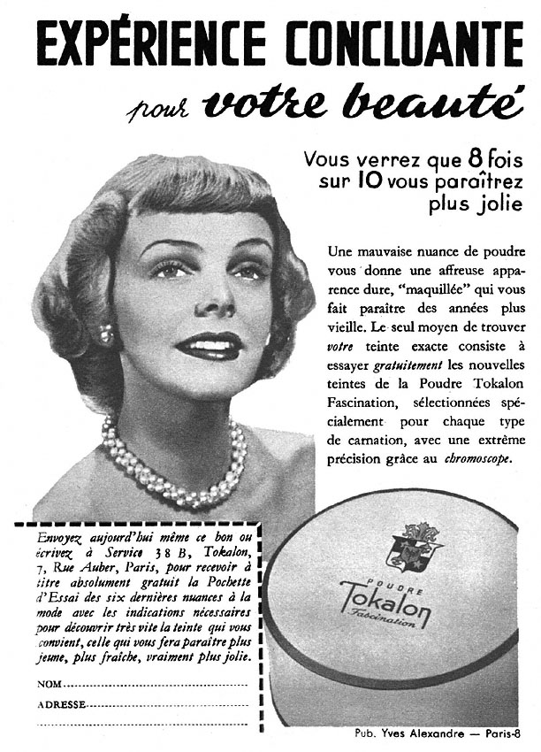 Publicit� Tokalon 1950