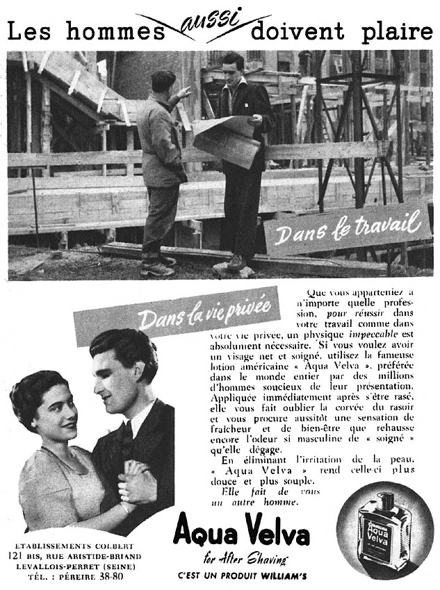 Publicit� Aqua Velva 1949