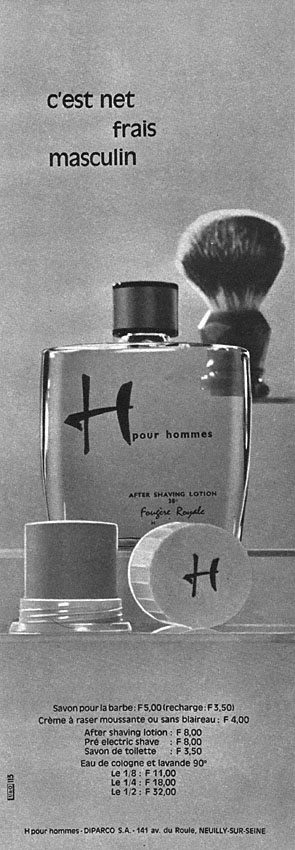 Publicit� H pour Hommes 1964