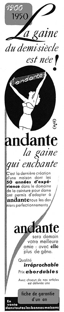 Publicit� Andante 1950