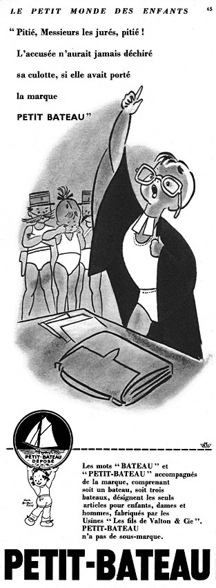 Publicit� Petit bateau 1954