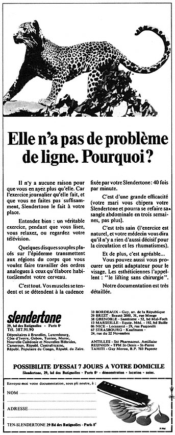 Publicit� Slendertone 1974