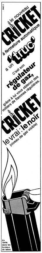 Publicit� Cricket 1968
