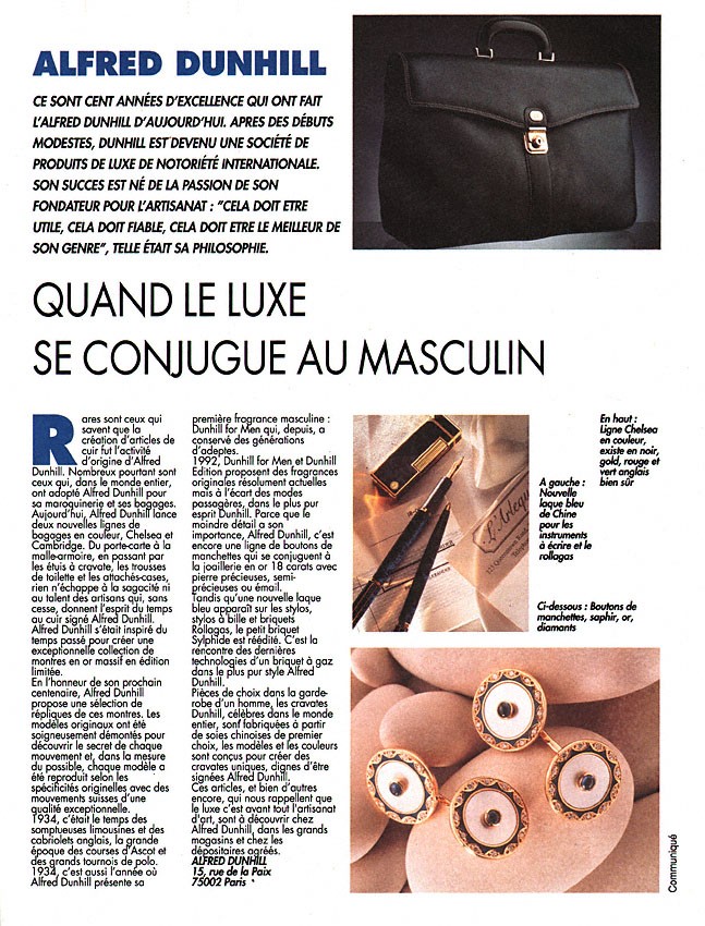 Publicit� Dunhill 1992