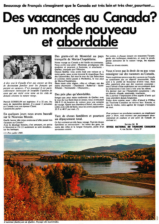 Publicit� Canada 1970