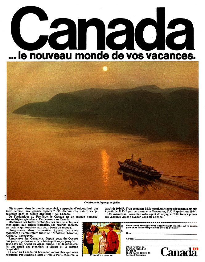 Publicit� Canada 1974