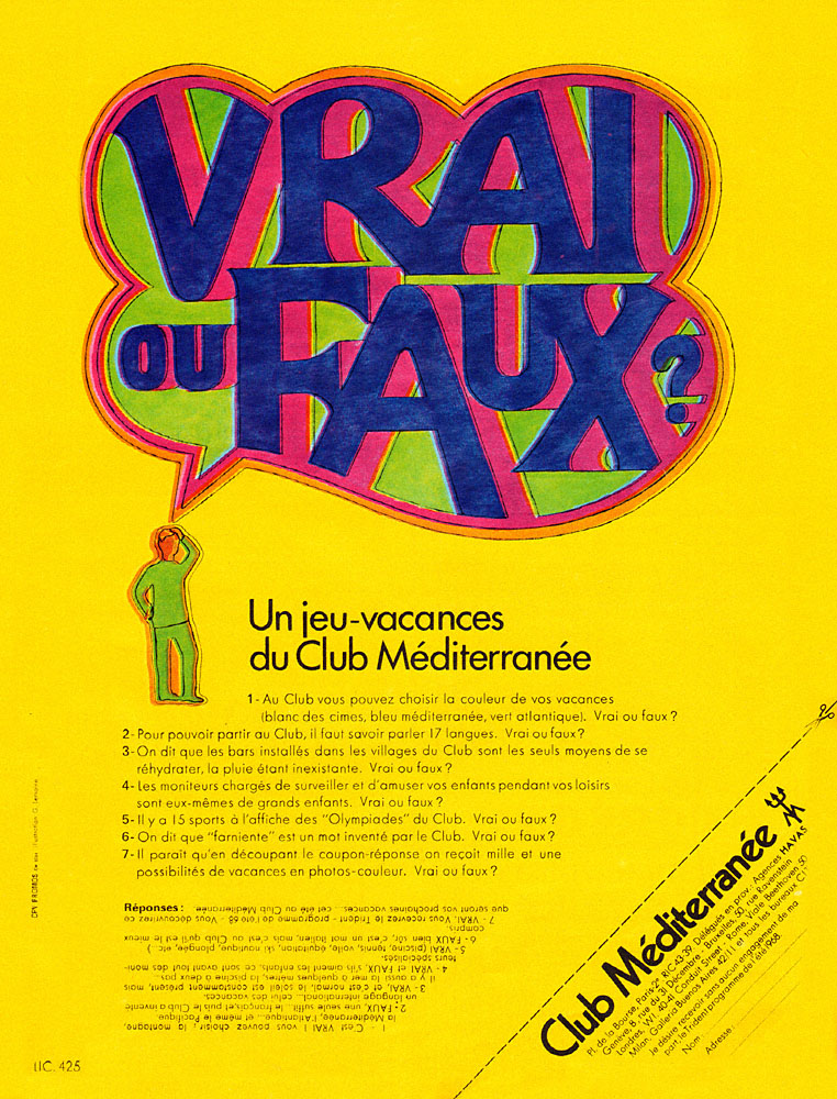 Publicit� Club M�diterrann�e 1968