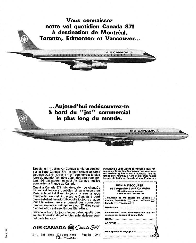 Publicit� Air Canada 1968
