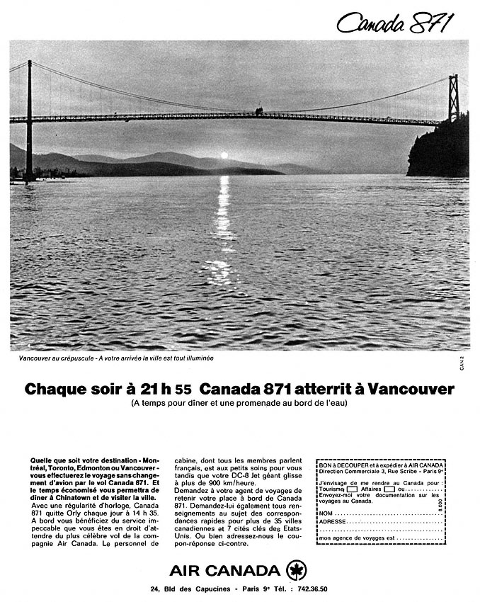 Publicit� Air Canada 1967