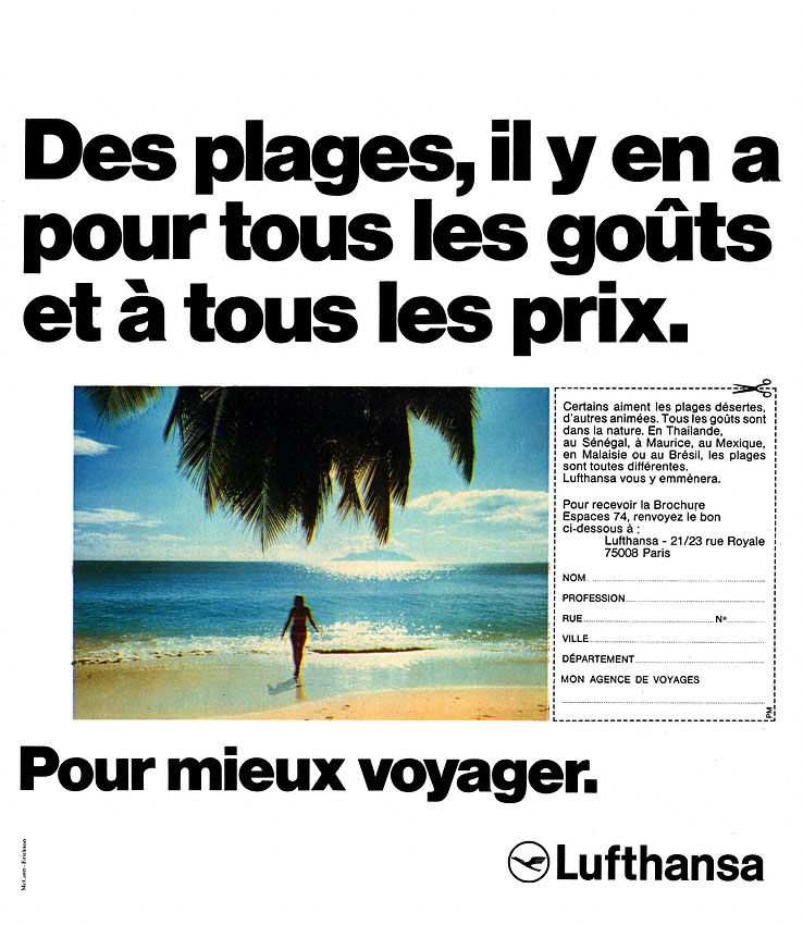 Publicit� Lufthansa 1974