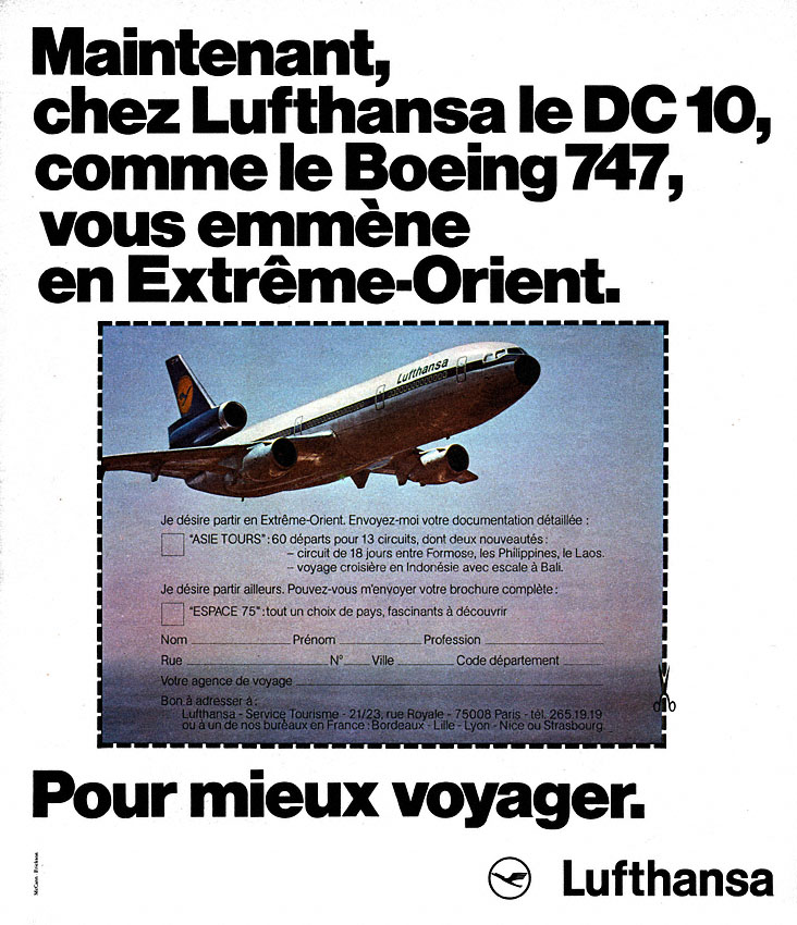 Publicit� Lufthansa 1974